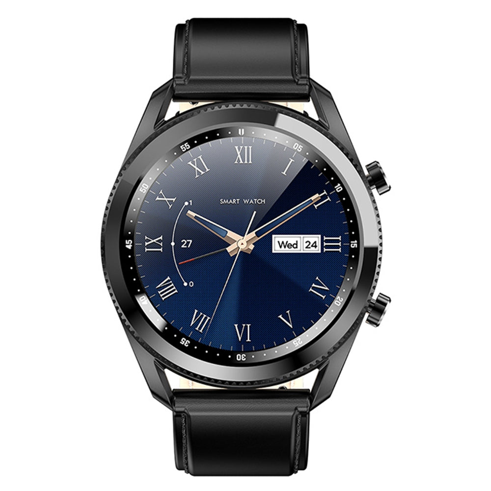 C6 Rotating Dial Leather Strap Round Smart Watch Sleep Heart Rate Monitoring Bluetooth Calls Sports Smart Bracelet