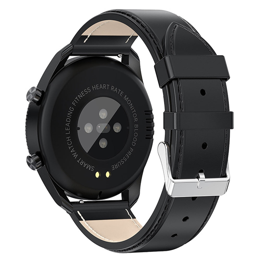C6 Rotating Dial Leather Strap Round Smart Watch Sleep Heart Rate Monitoring Bluetooth Calls Sports Smart Bracelet