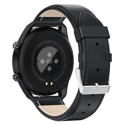 C6 Rotating Dial Leather Strap Round Smart Watch Sleep Heart Rate Monitoring Bluetooth Calls Sports Smart Bracelet