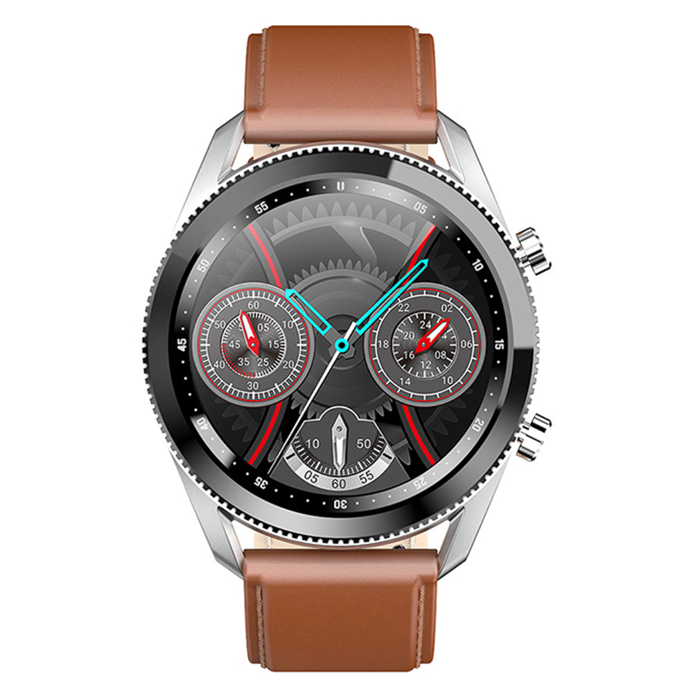 C6 Rotating Dial Leather Strap Round Smart Watch Sleep Heart Rate Monitoring Bluetooth Calls Sports Smart Bracelet