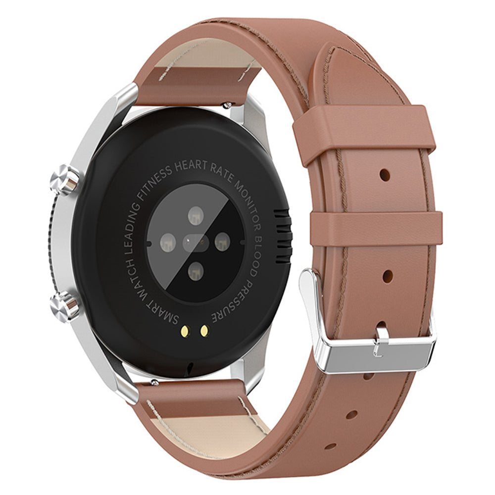 C6 Rotating Dial Leather Strap Round Smart Watch Sleep Heart Rate Monitoring Bluetooth Calls Sports Smart Bracelet