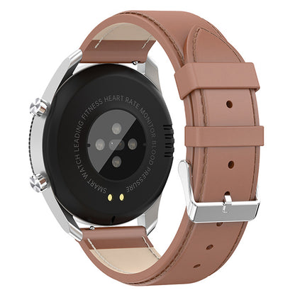 C6 Rotating Dial Leather Strap Round Smart Watch Sleep Heart Rate Monitoring Bluetooth Calls Sports Smart Bracelet