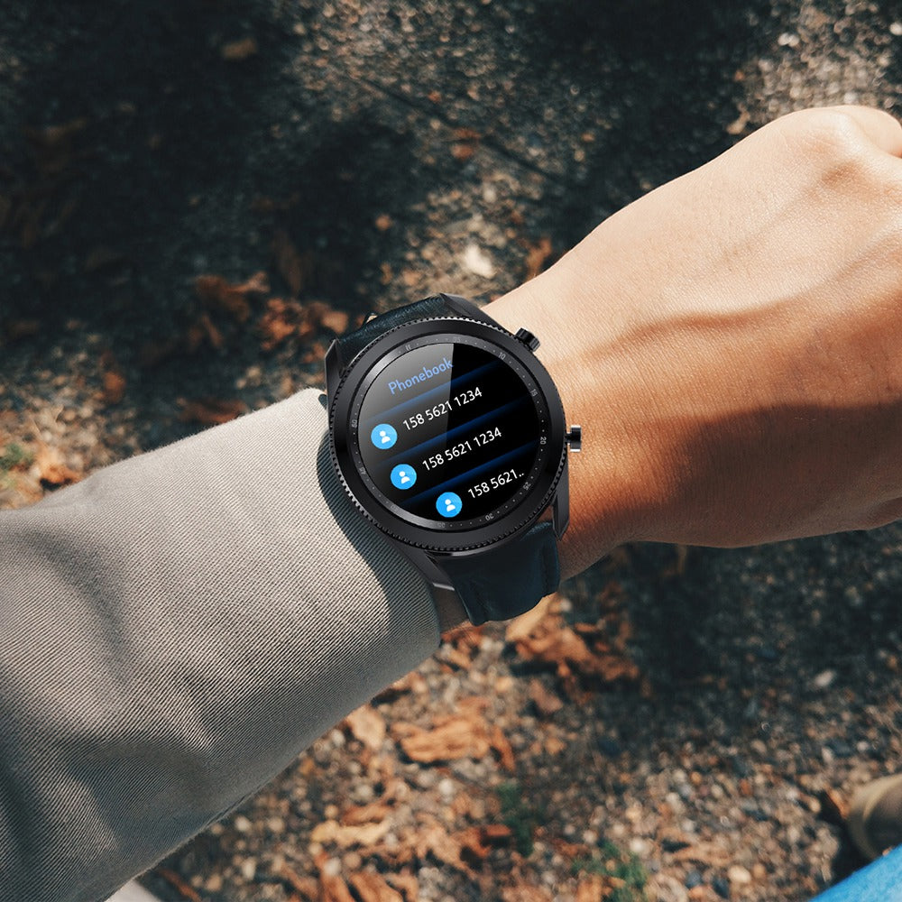 C6 Rotating Dial Leather Strap Round Smart Watch Sleep Heart Rate Monitoring Bluetooth Calls Sports Smart Bracelet