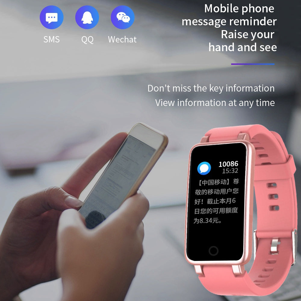 C2 0.96" Screen Smart Watch Health Monitor Sports Bracelet Multifunction Bluetooth Waterproof Intelligent Bracelet