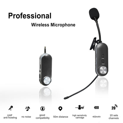 LTD-3 Wireless Lavalier Microphone Video Live Streaming Interviews Lapel Clip Headset Mic with Receiver