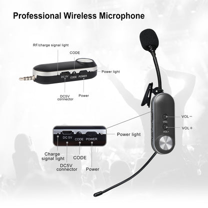 LTD-3 Wireless Lavalier Microphone Video Live Streaming Interviews Lapel Clip Headset Mic with Receiver