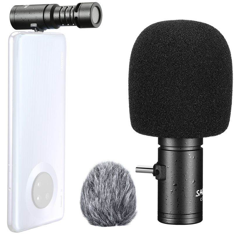 SAIREN Professional Plug Play Cell Phone Microphone Portable Mini Mic for Type-C Devices