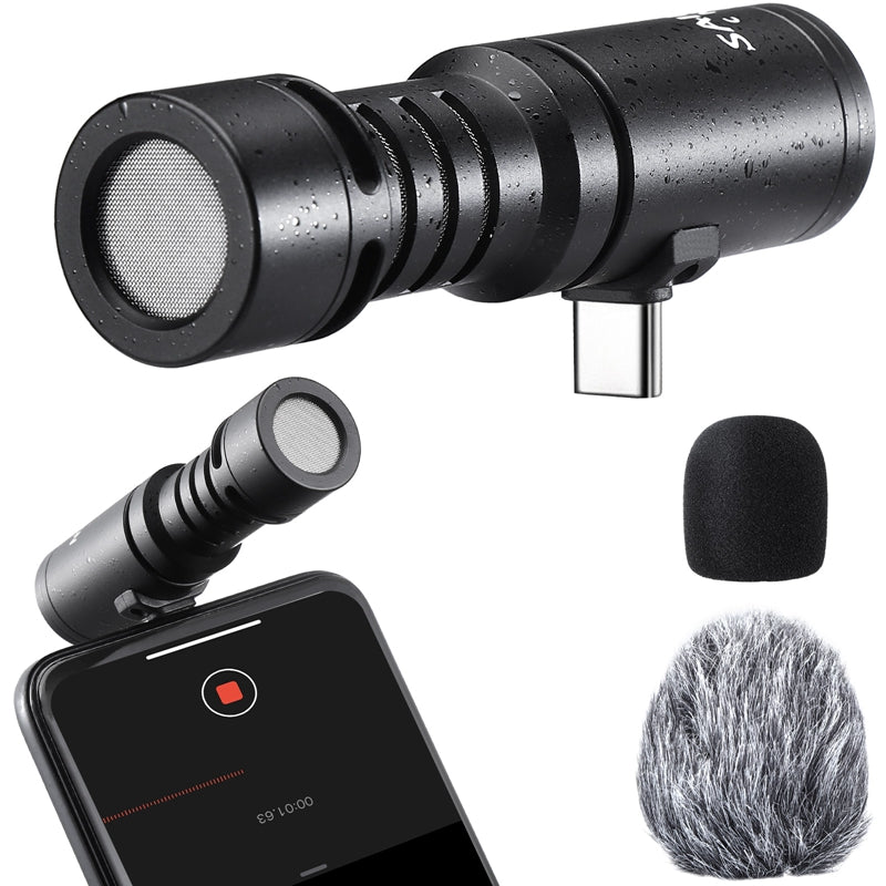 SAIREN Professional Plug Play Cell Phone Microphone Portable Mini Mic for Type-C Devices