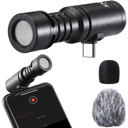 SAIREN Professional Plug Play Cell Phone Microphone Portable Mini Mic for Type-C Devices