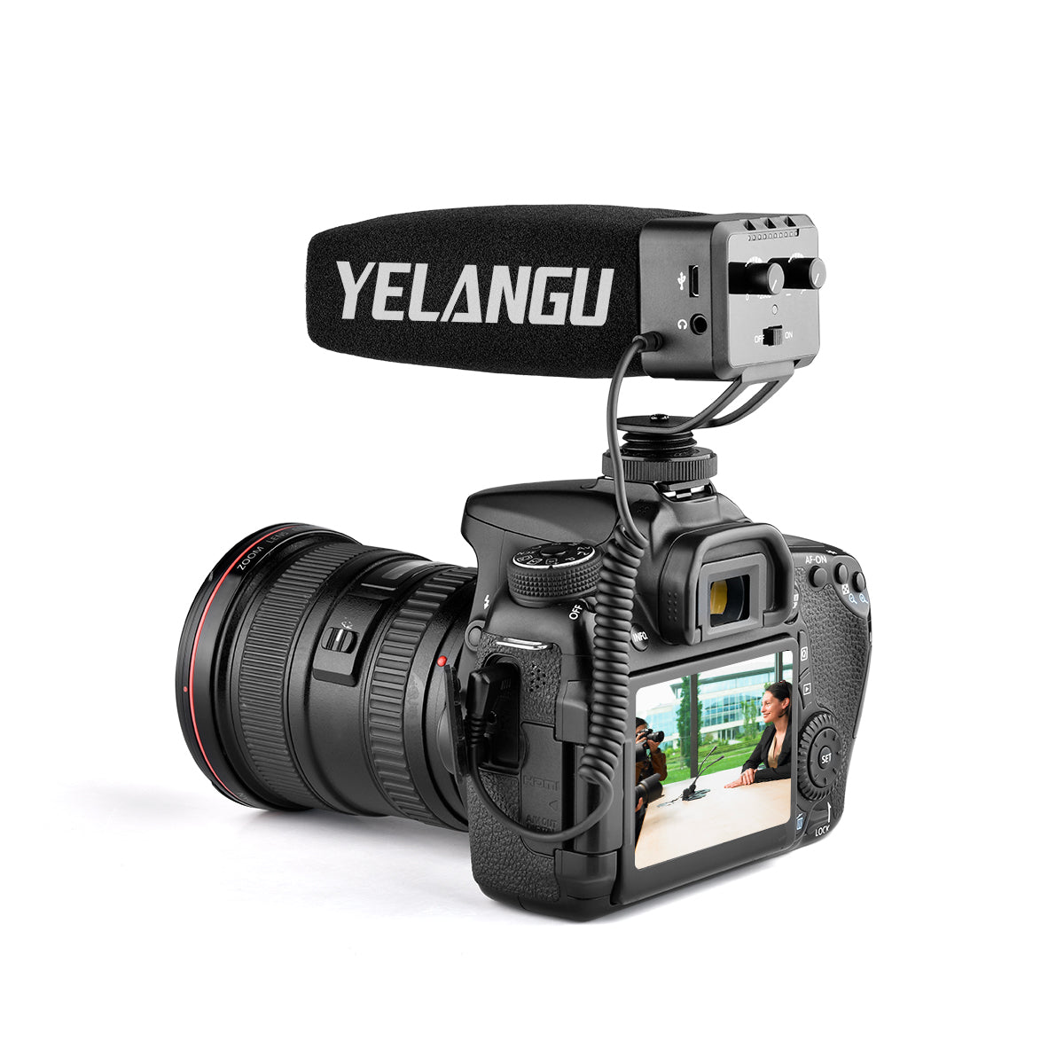 YELANGU MIC09 Professional On-Camera Interview Gain Microphone 3.5mm Audio Plug for DSLR Camera VLOG