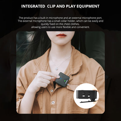 YELANGU MX5 Portable Lavalier Microphone Interview Recording Wireless Mic for Smartphone PC DSLR Camera