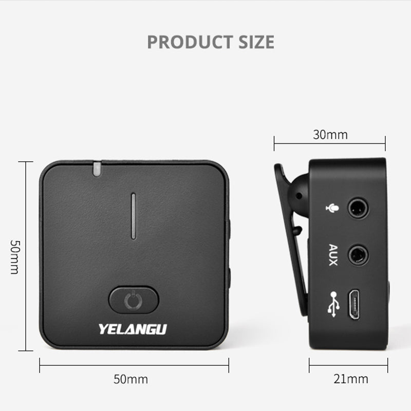 YELANGU MX5 Portable Lavalier Microphone Interview Recording Wireless Mic for Smartphone PC DSLR Camera