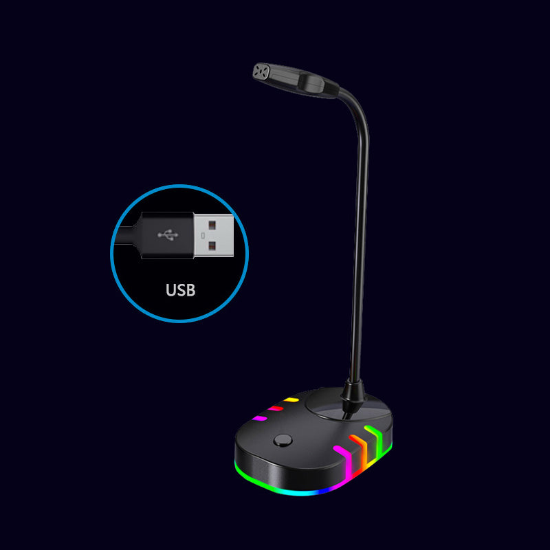M5 Computer Microphone USB Mute Button Plug and Play RGB Gaming Mic Voice Recording Tool Compatible with Laptop PC