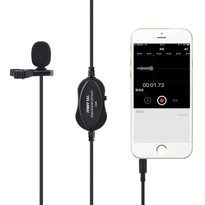 YELANGU MY2 USB Rechargeable Clip-on Microphone 3.5mm Adapter Condenser Mic Phone Camera Computer Microphone for Online Meeting Livestream Remote Teaching Recording