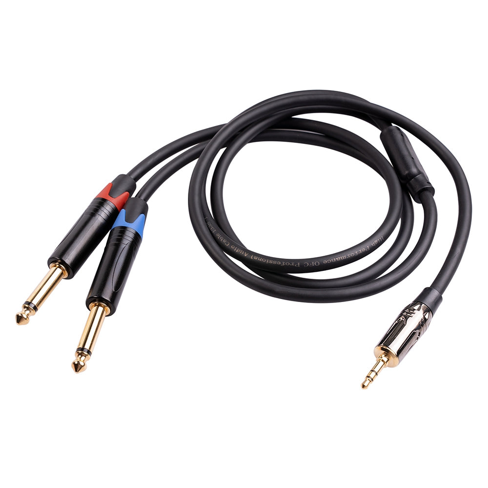 TC194BLY202 1m 3.5mm Male to Dual 6.35mm Male Jack Audio Cable for Mixer/Recording Equipment