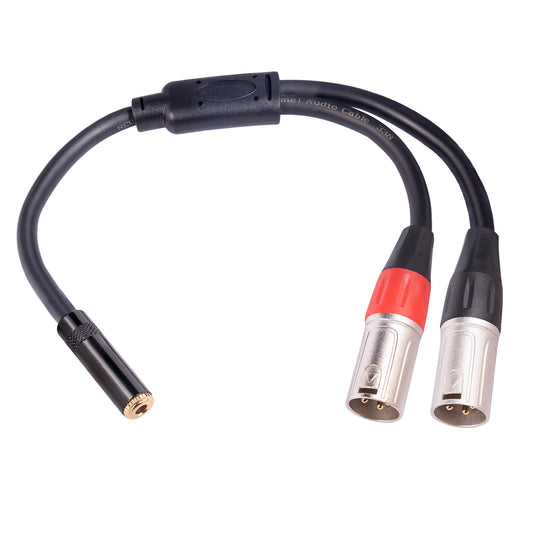 TC227YXK402-03 0.3m 3.5mm Female to Dual XLR 3 Pin Male Audio Cable AUX Converter Cord