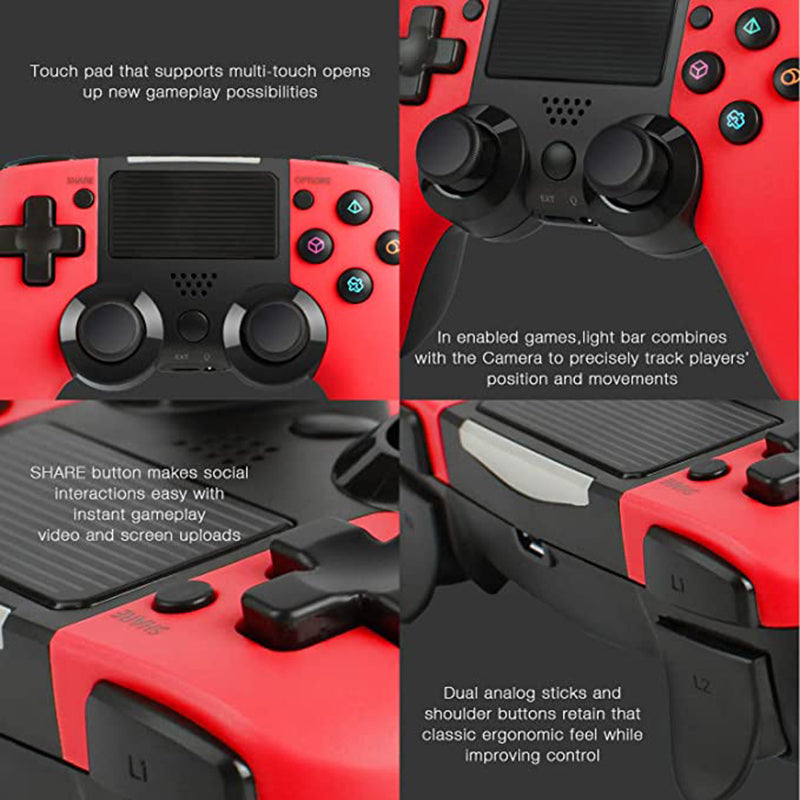 RYX-298 PS4 Bluetooth Gamepad Wireless Controller with Dual Vibration and TouchPad/Audio Function for Playstation 4/PS4 Pro/PC/Laptop