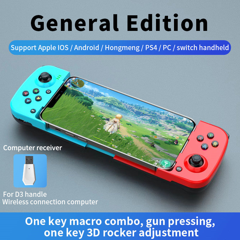D3 Stretchable Wireless Controller for Nintendo Switch, PS4 Left  /  Right Joystick Bluetooth Gamepad with Receiver Portable Game Handle (Universal Version)