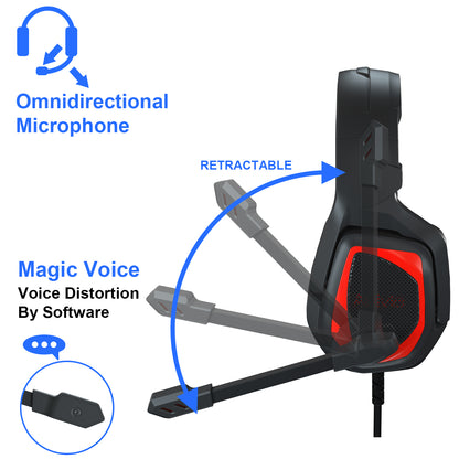 SADES MH-602 Over Ear Gaming Headset Earphone Wired Headphone with Noise Cancelling Mic for PC Laptop