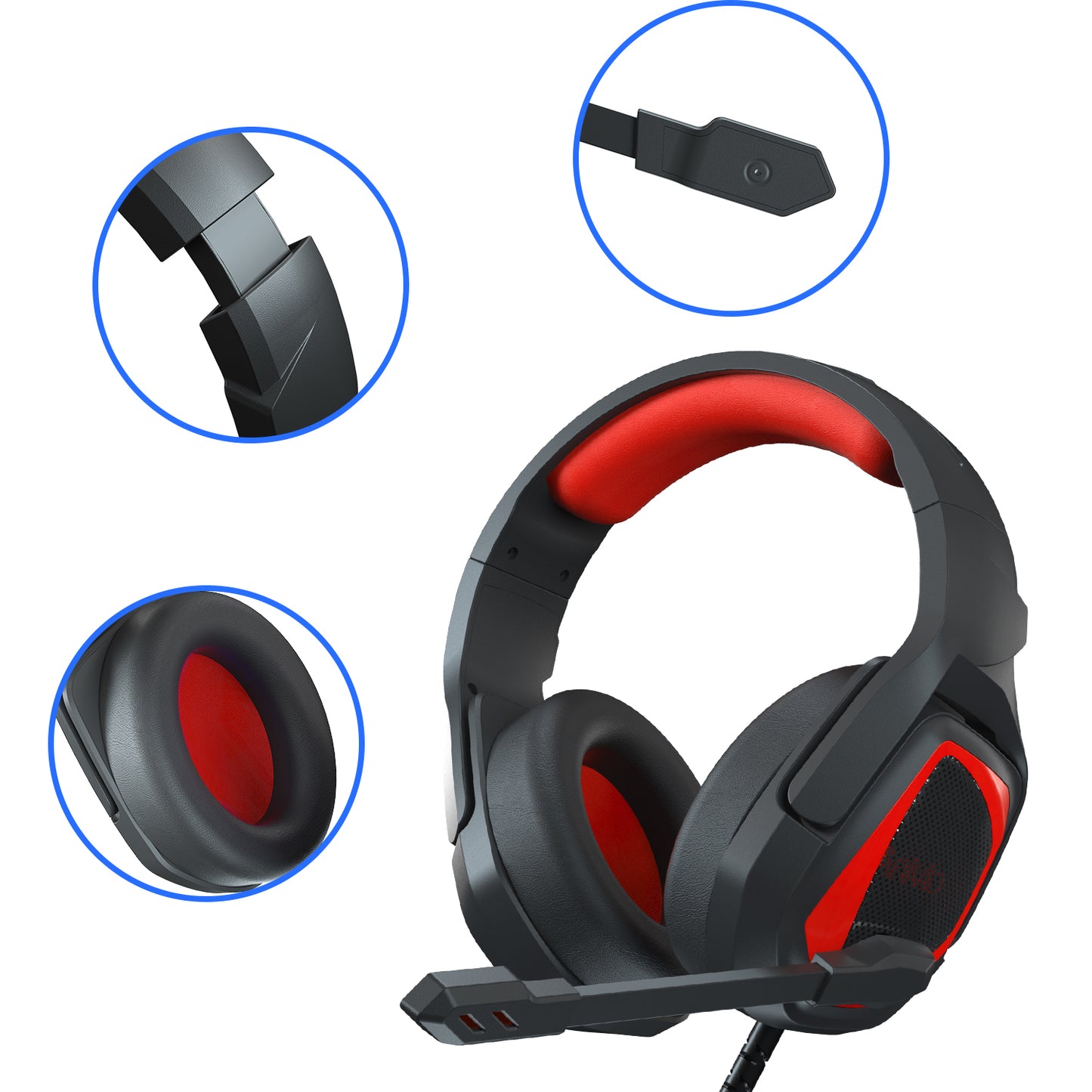 SADES MH-602 Over Ear Gaming Headset Earphone Wired Headphone with Noise Cancelling Mic for PC Laptop