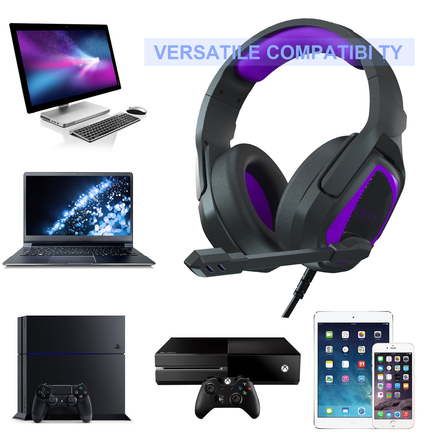 SADES MH-602 Over Ear Gaming Headset Earphone Wired Headphone with Noise Cancelling Mic for PC Laptop