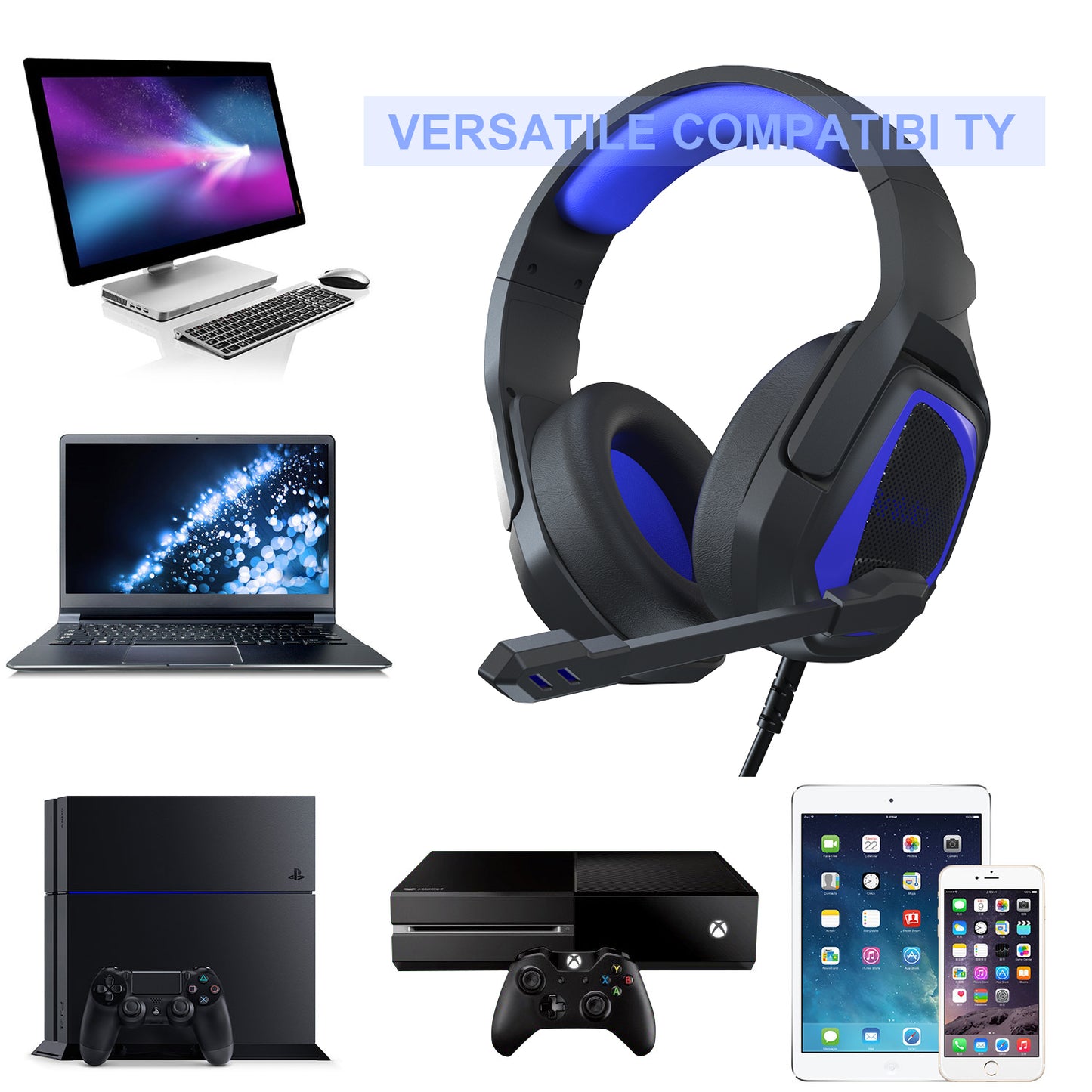 SADES MH-602 Over Ear Gaming Headset Earphone Wired Headphone with Noise Cancelling Mic for PC Laptop