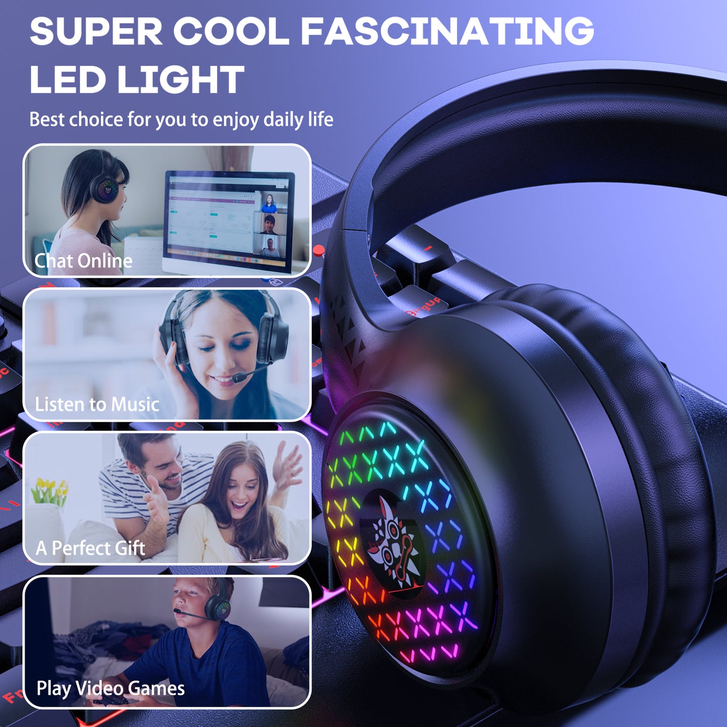 ONIKUMA X7 Pro Gaming Headset Wired Computer Headphone with Microphone for PC Xbox PS4, RGB Light