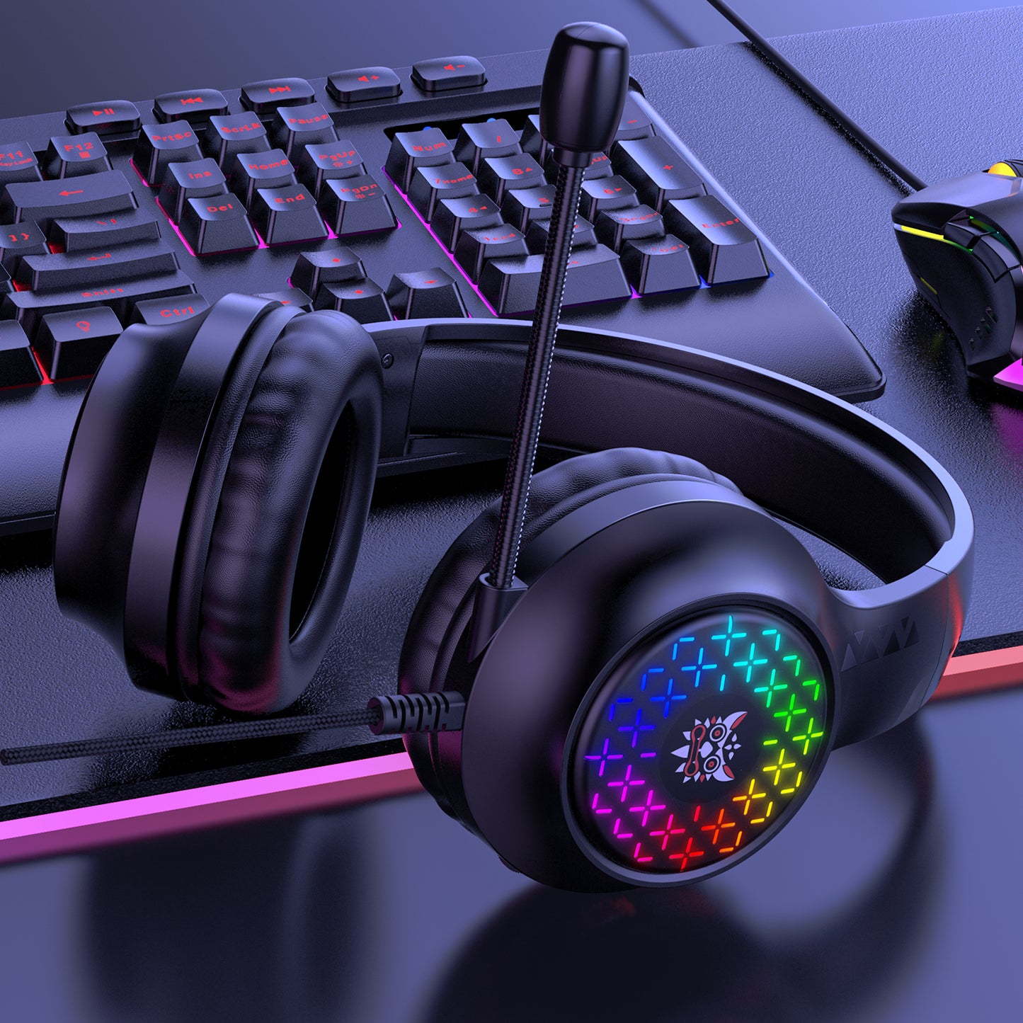 ONIKUMA X7 Pro Gaming Headset Wired Computer Headphone with Microphone for PC Xbox PS4, RGB Light