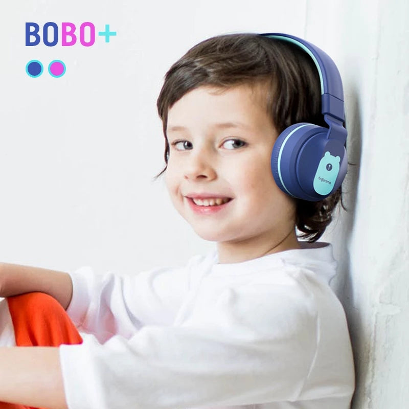 BOBO+ Kid&#39;s Wireless Bluetooth 5.0 Headphones Noise Reduction Over-ear Headsets Stereo Sound FM Radio Support TF Card Earphone for Boys Girls School Study Home