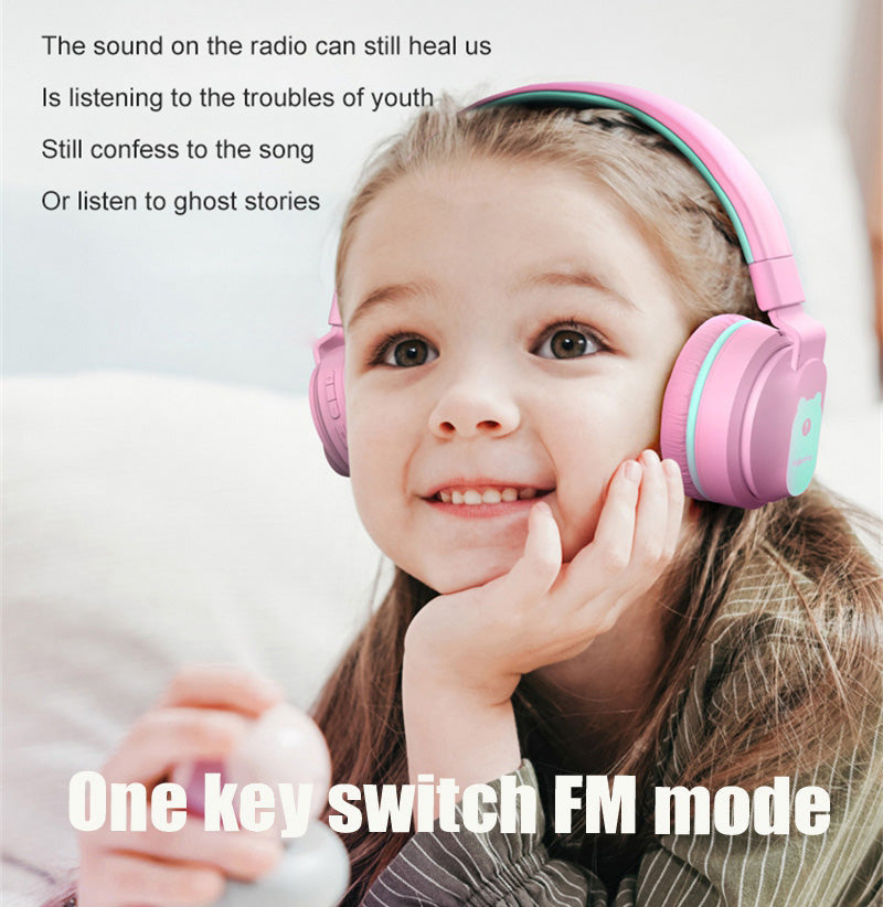 BOBO+ Kid&#39;s Wireless Bluetooth 5.0 Headphones Noise Reduction Over-ear Headsets Stereo Sound FM Radio Support TF Card Earphone for Boys Girls School Study Home