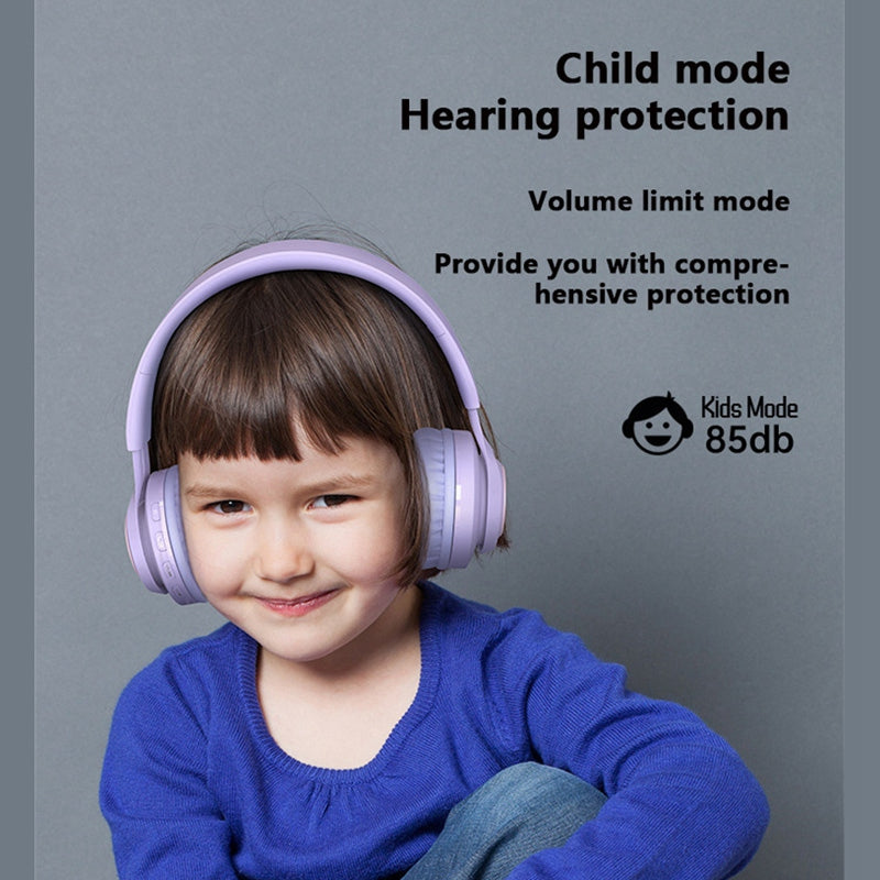 BT06+ Folding Over-ear Headset Cute Wireless Bluetooth Kid&#39;s Headphone With Microphone LED Light