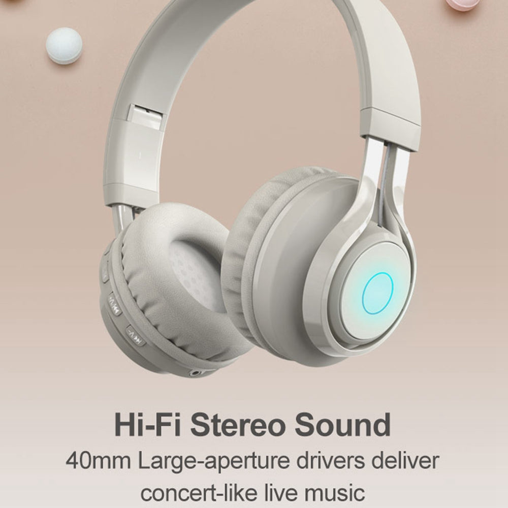 BT06C Folding Wireless Headset Bluetooth Headphone with LED Light Hi-Fi Stereo Sound Earphone for Listing Music/Watching Movies