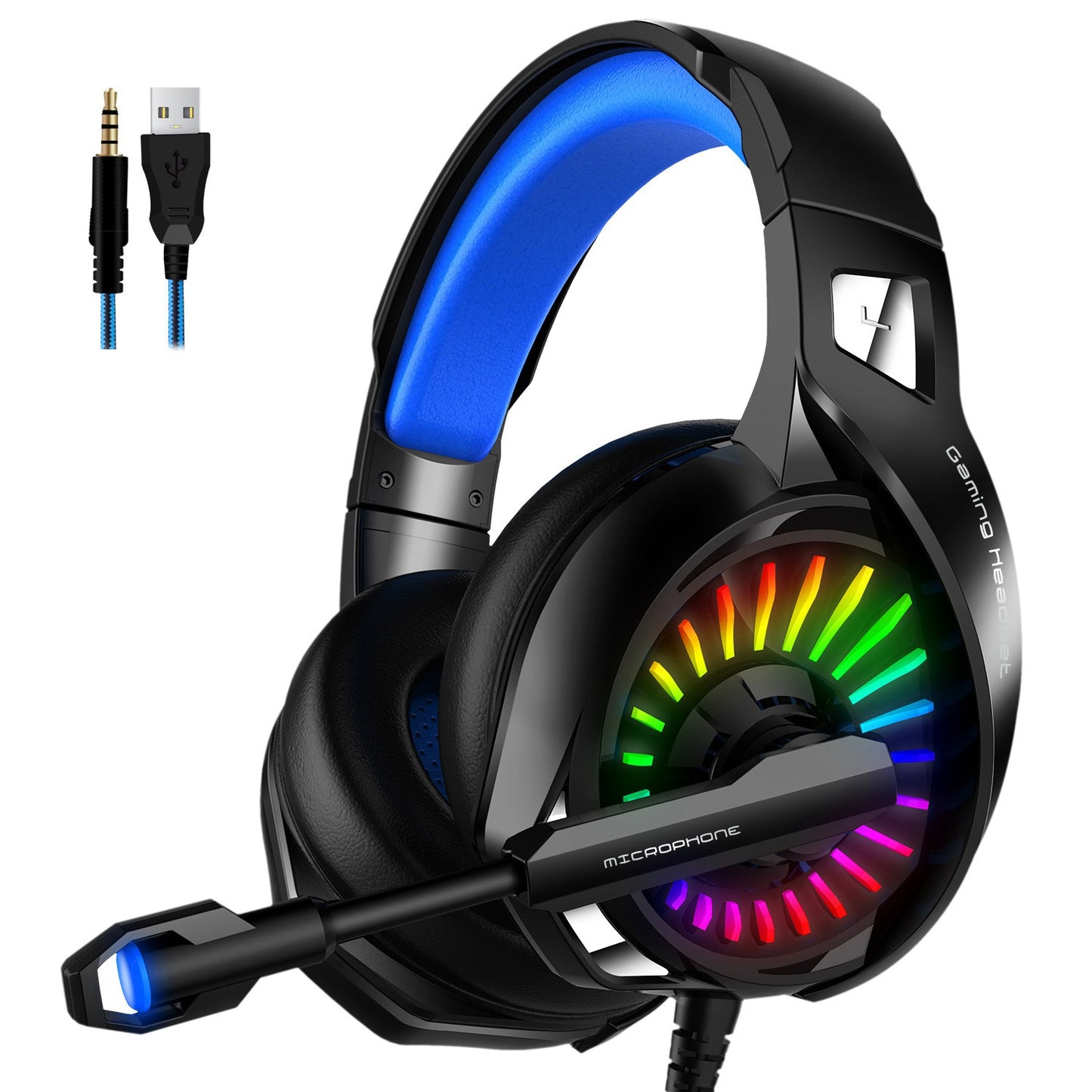 IMYB A20 Wired Over-Ear E-sports Headphone RGB LED Light Stereo Gaming Headset with Rotatable Microphone