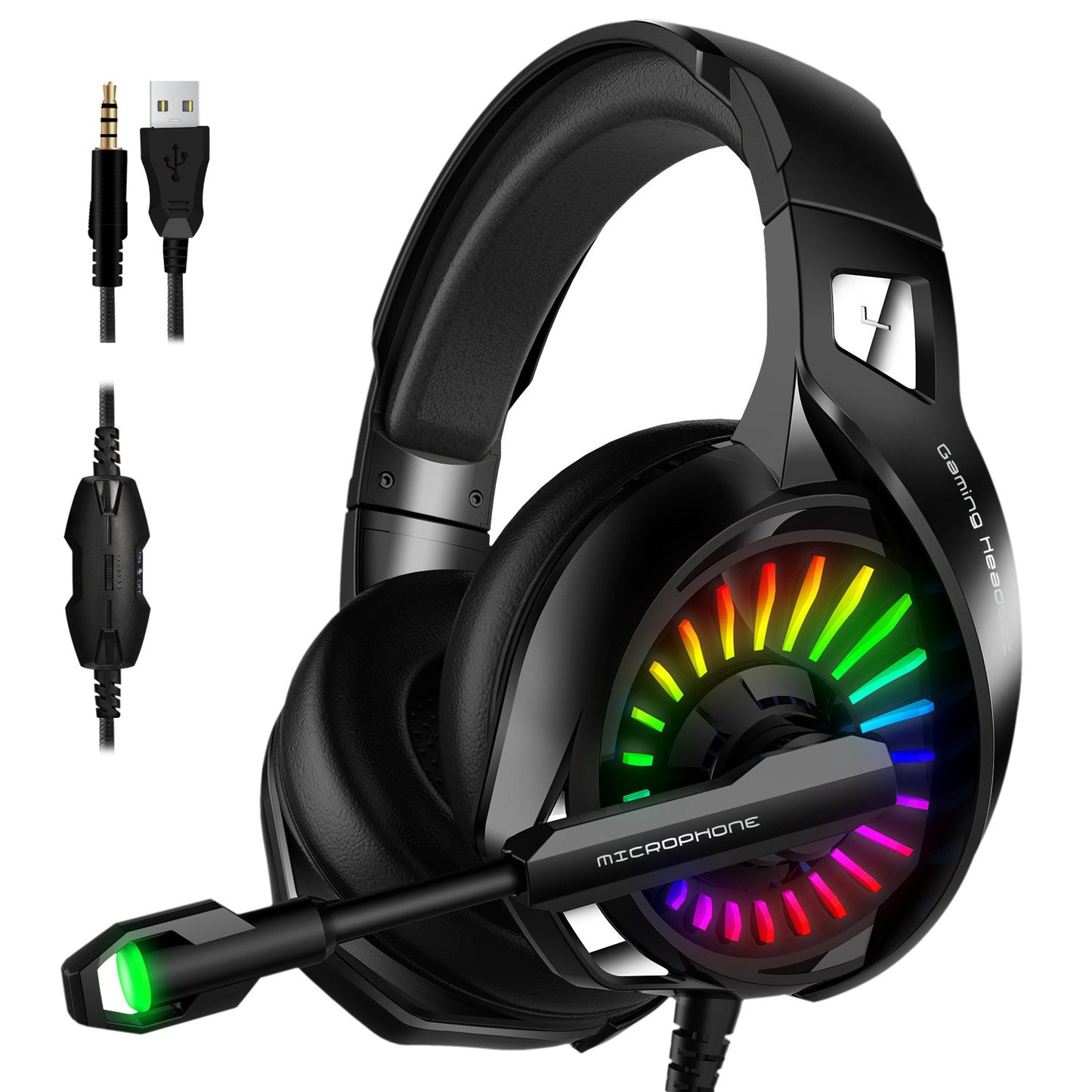 IMYB A20 Wired Over-Ear E-sports Headphone RGB LED Light Stereo Gaming Headset with Rotatable Microphone