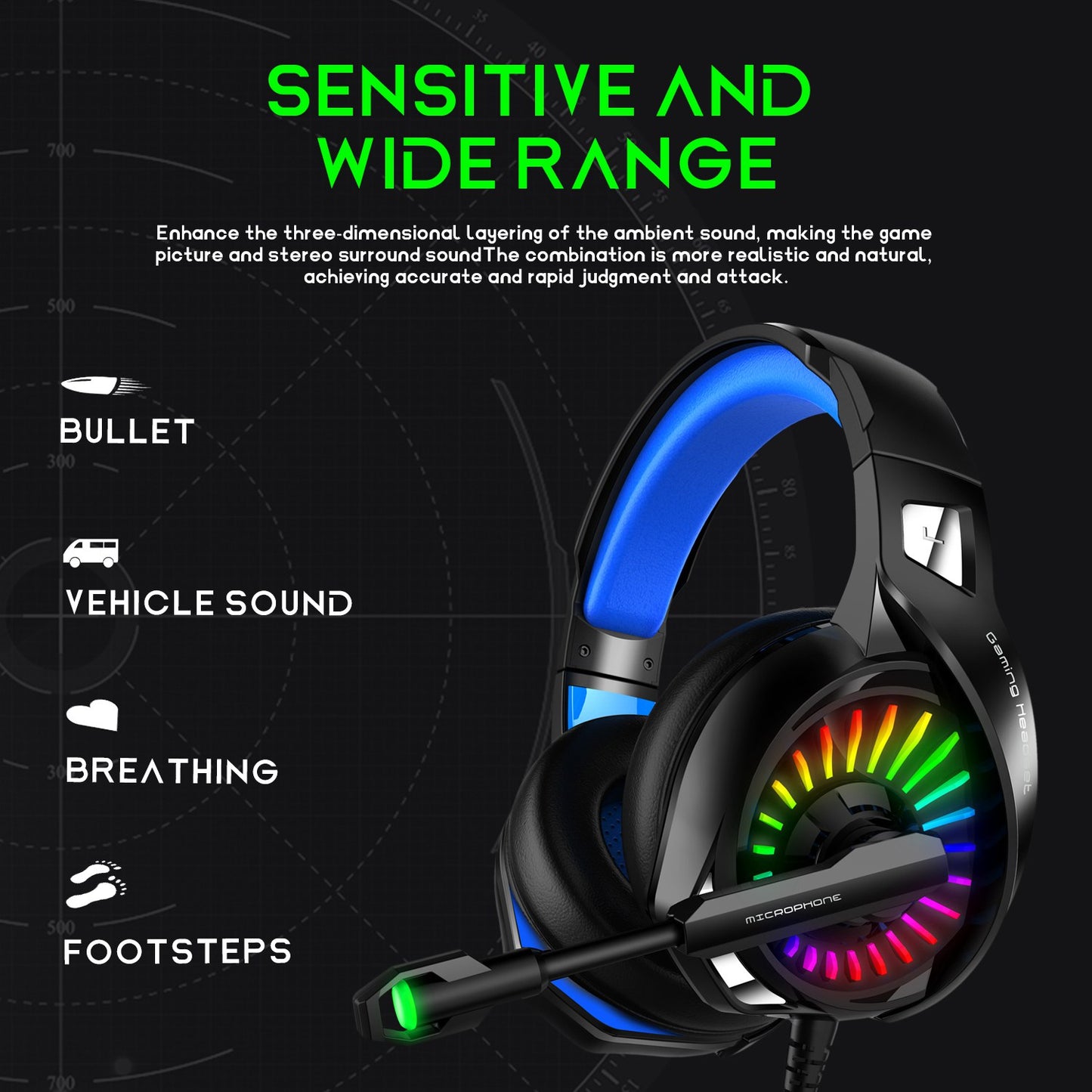 IMYB A20 Wired Over-Ear E-sports Headphone RGB LED Light Stereo Gaming Headset with Rotatable Microphone