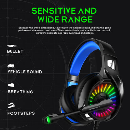 IMYB A20 Wired Over-Ear E-sports Headphone RGB LED Light Stereo Gaming Headset with Rotatable Microphone