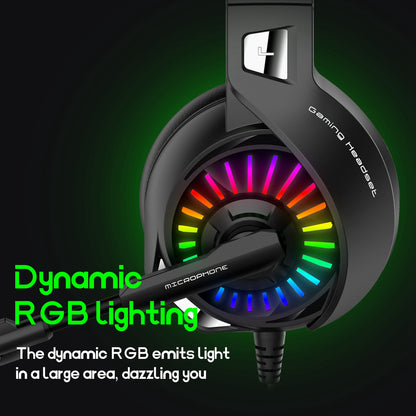 IMYB A20 Wired Over-Ear E-sports Headphone RGB LED Light Stereo Gaming Headset with Rotatable Microphone