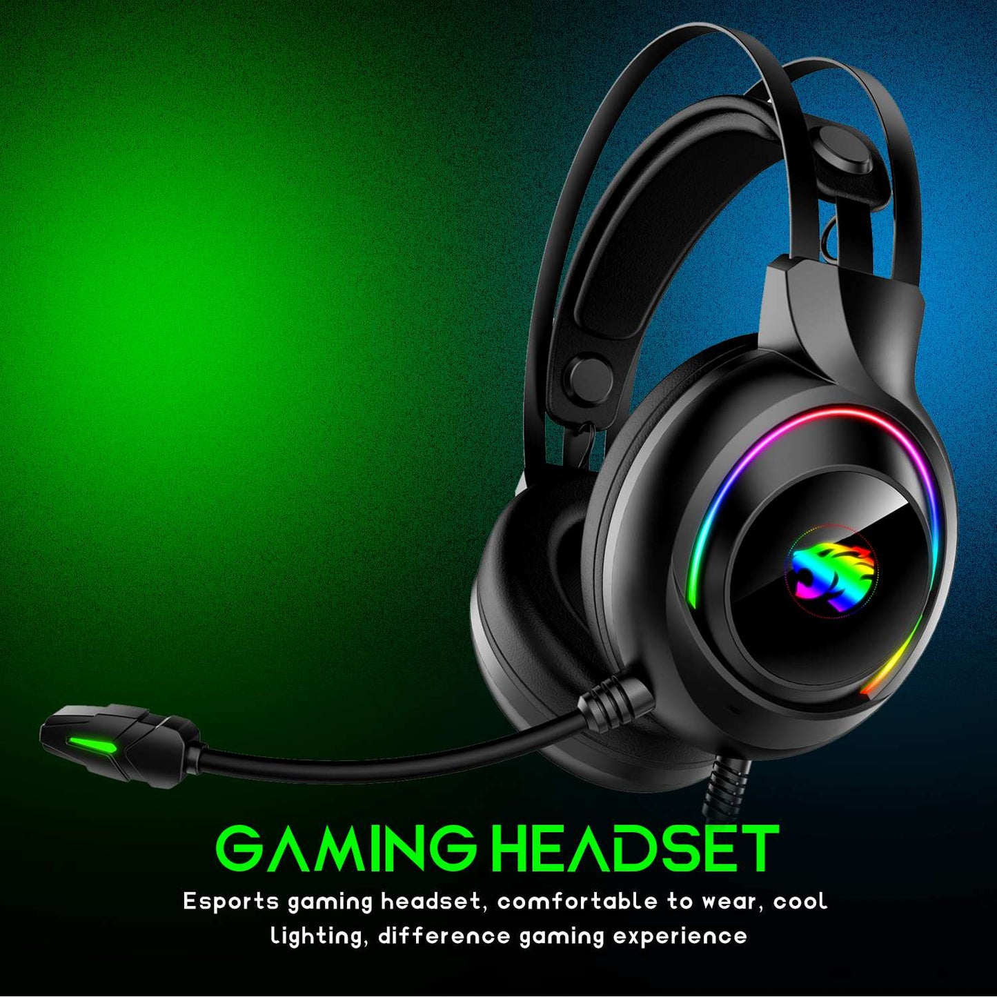 IMYB A22 Over Ear Wired Headphones with Adjustable Microphone Stereo RGB Gaming Headset