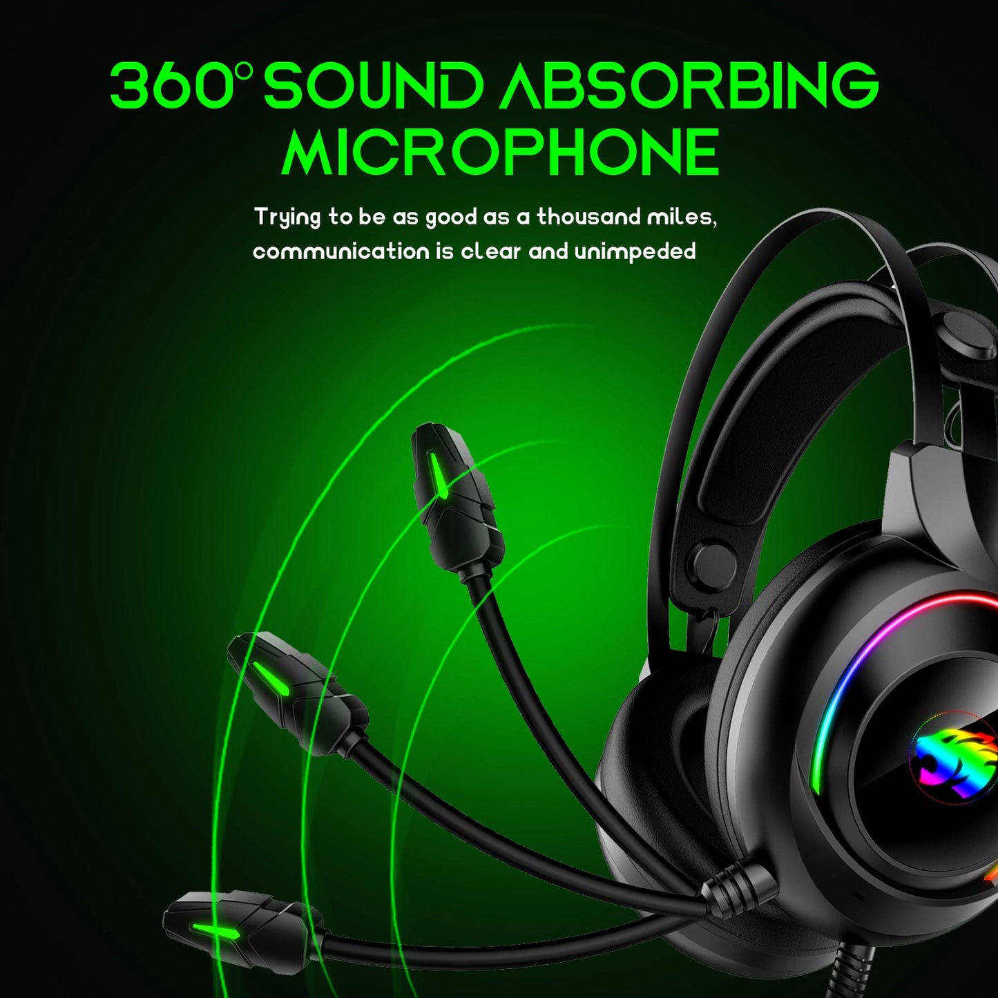 IMYB A22 Over Ear Wired Headphones with Adjustable Microphone Stereo RGB Gaming Headset