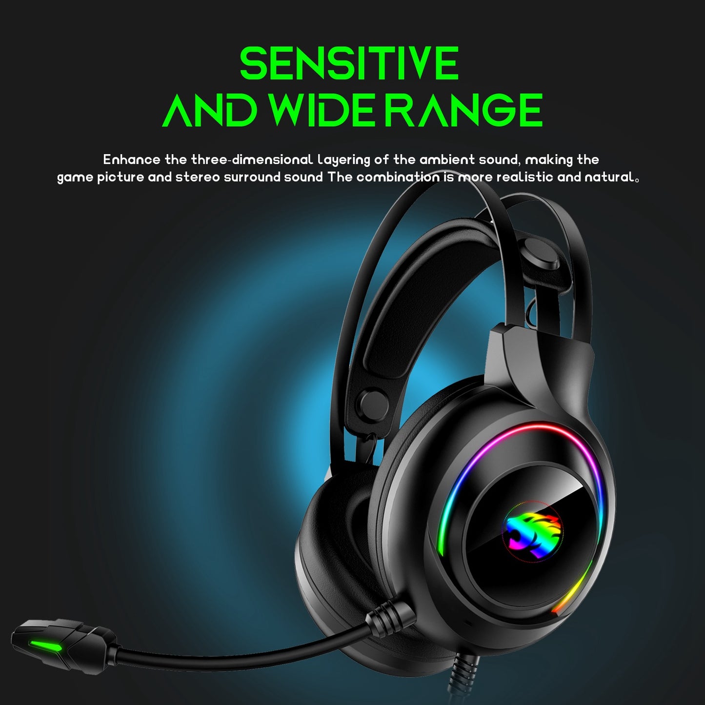 IMYB A22 Over Ear Wired Headphones with Adjustable Microphone Stereo RGB Gaming Headset