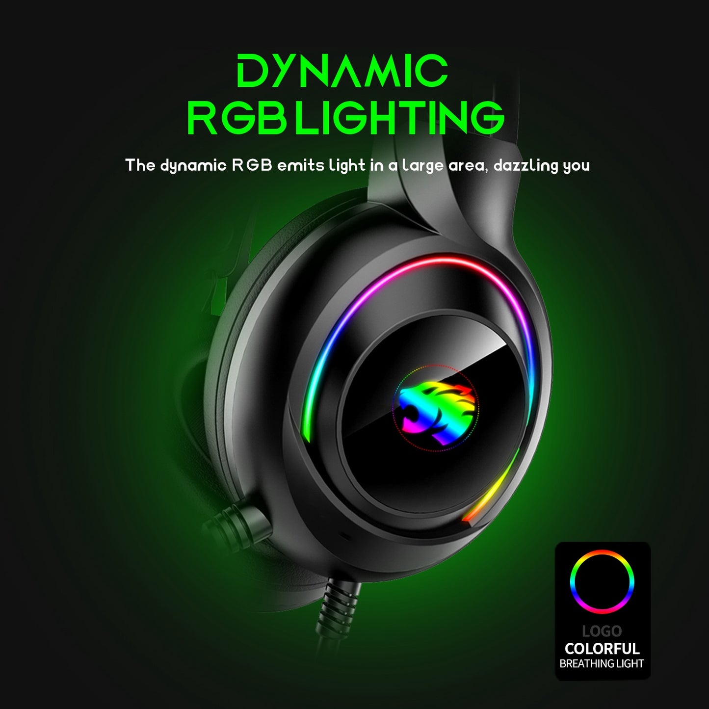 IMYB A22 Over Ear Wired Headphones with Adjustable Microphone Stereo RGB Gaming Headset