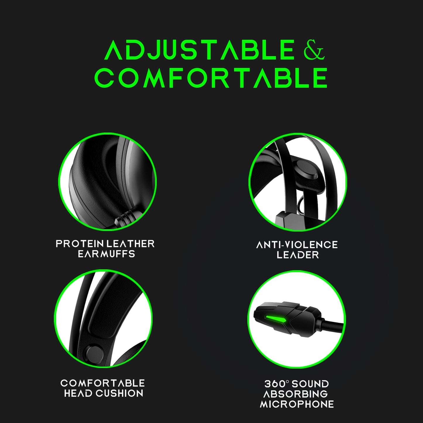 IMYB A22 Over Ear Wired Headphones with Adjustable Microphone Stereo RGB Gaming Headset
