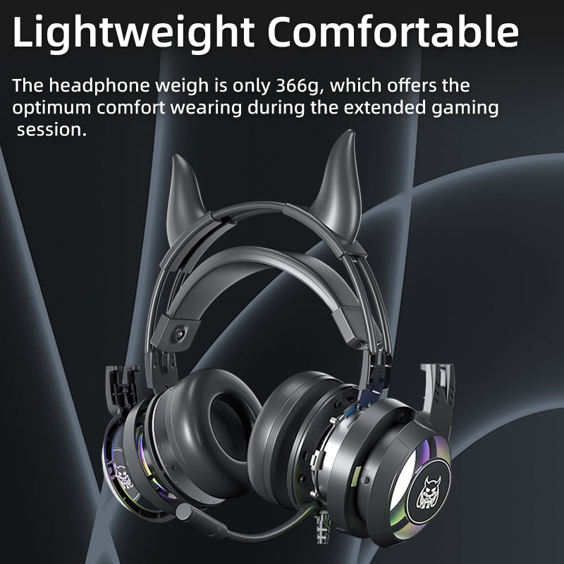 SY-G25 Devil Ears Design RGB Lighting Wired Control Gaming Earphone 3D Surround Sound Game Headset with HD Mic