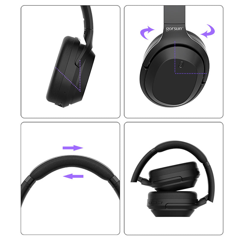GORSUN MA98 Stereo Sound Bluetooth Headset ANC+ENC Noise Canceling Over-ear Headphones