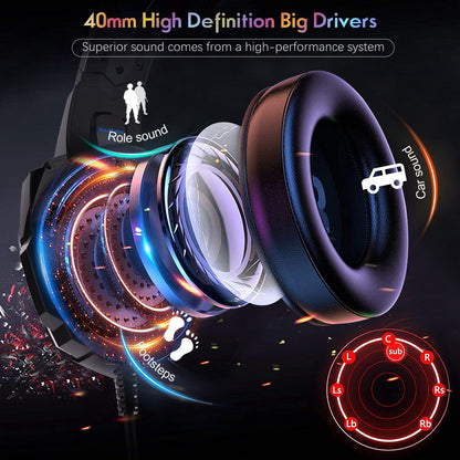 SOULBYTES S9 USB+3.5mm Wired Over-Ear Heavy Bass E-sports Headphone Volume Adjustable Gaming Headset with LED Light