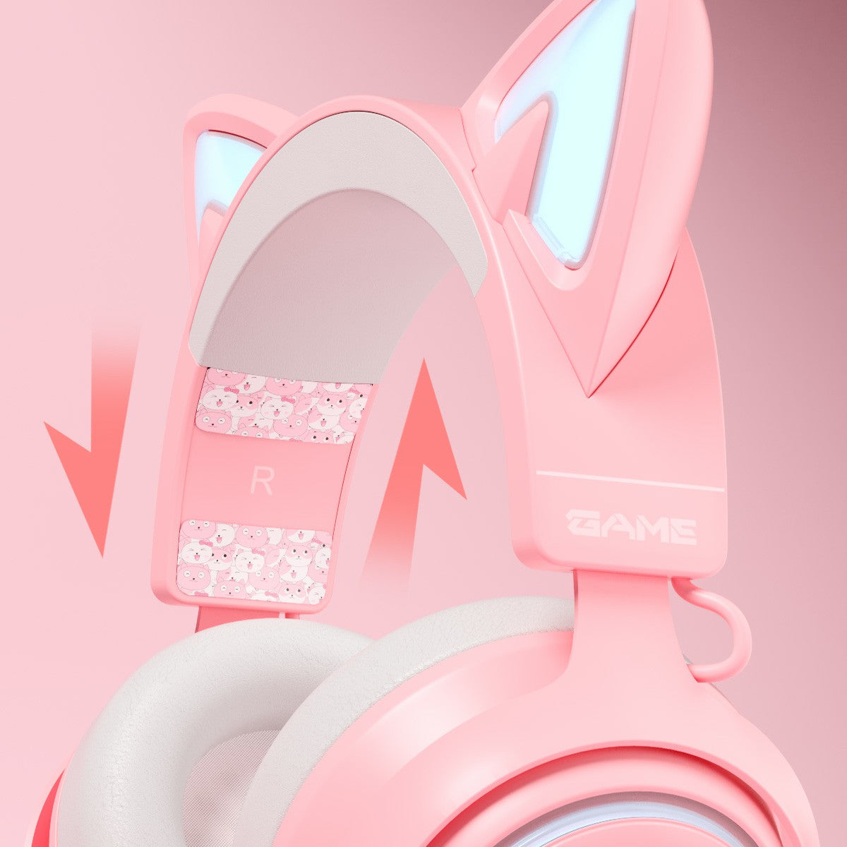 SOMIC GS510 Cute Cat Ear Design USB7.1 Wired Over-Ear E-sports Headphone RGB LED Light Music Gaming Headset