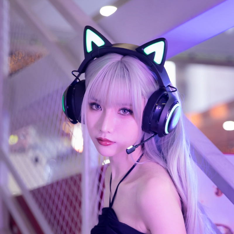 SOMIC GS510 Cute Cat Ear Design USB7.1 Wired Over-Ear E-sports Headphone RGB LED Light Music Gaming Headset