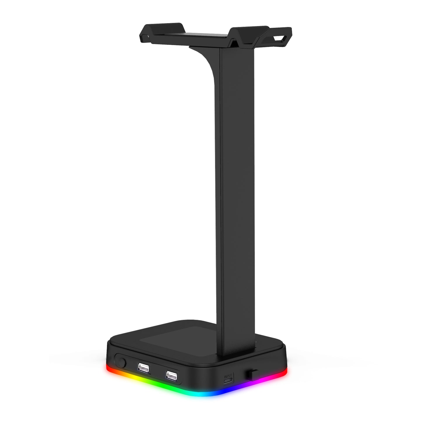 RGBD9  RGB Color Changing Light Headset Rack Holder Dual USB Hub Gaming Headset Display Stand