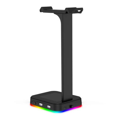 RGBD9  RGB Color Changing Light Headset Rack Holder Dual USB Hub Gaming Headset Display Stand