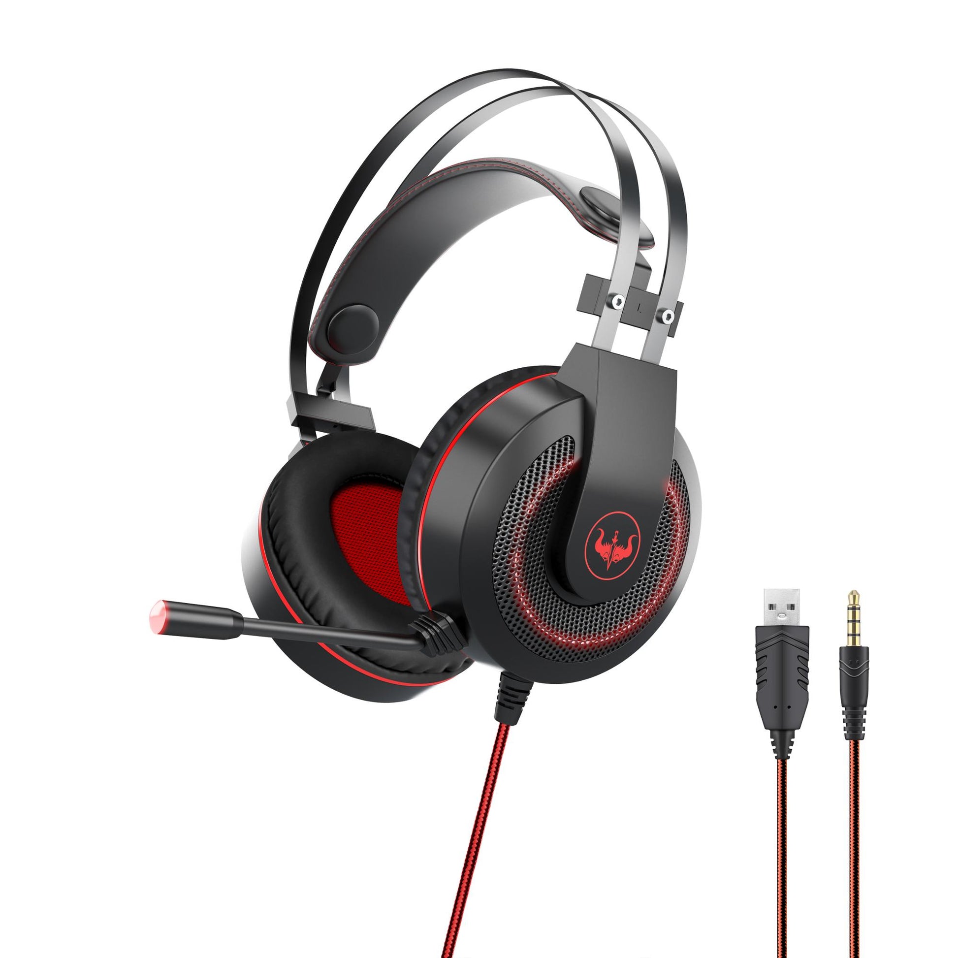 OVLENG GT65 E-Sport Gaming Headset LED Light Headphone for PS5 / Xbox One / Smartphone / Tablet, USB+3.5mm Plug
